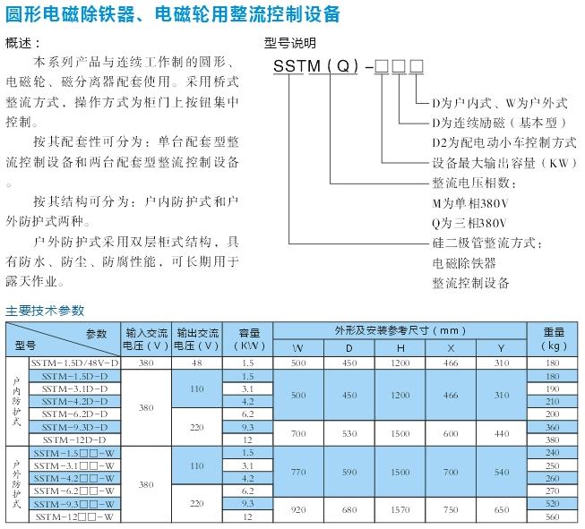 圓形電磁除鐵、電磁輪用整流控制設(shè)備